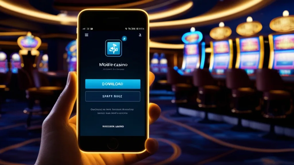 Smartphone zeigt einen mobilen Download im Casino-Umfeld