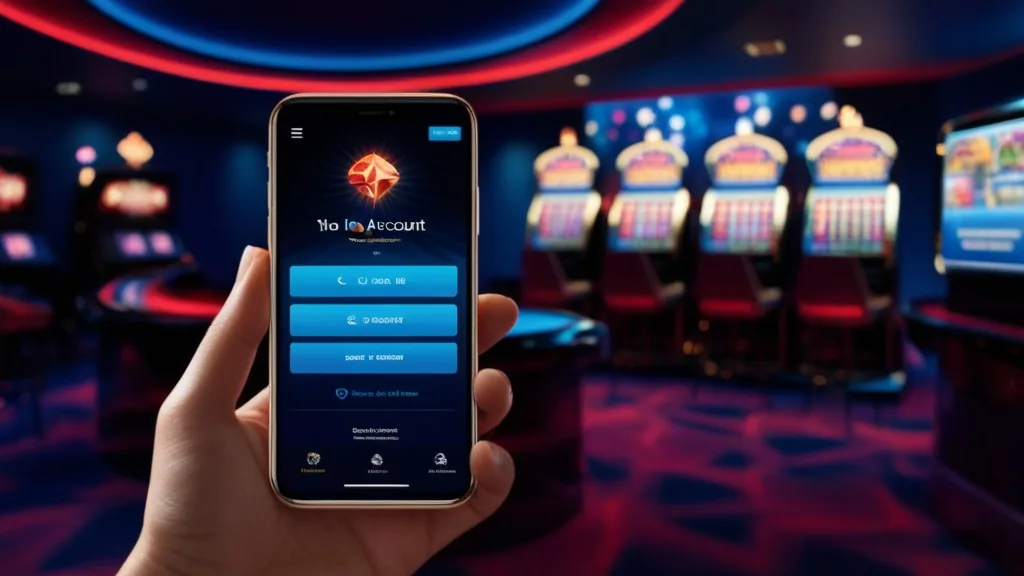 Smartphone zeigt Login und Kontofunktionen in einer Casino-App