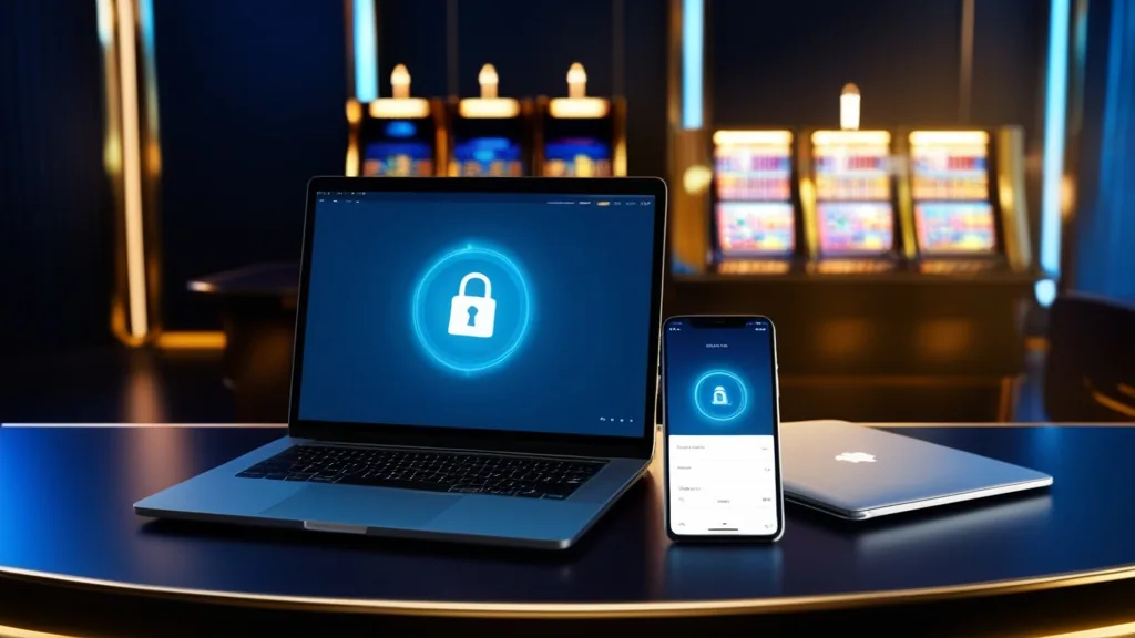 Sicherer Login-Bildschirm mit Laptop und Smartphone